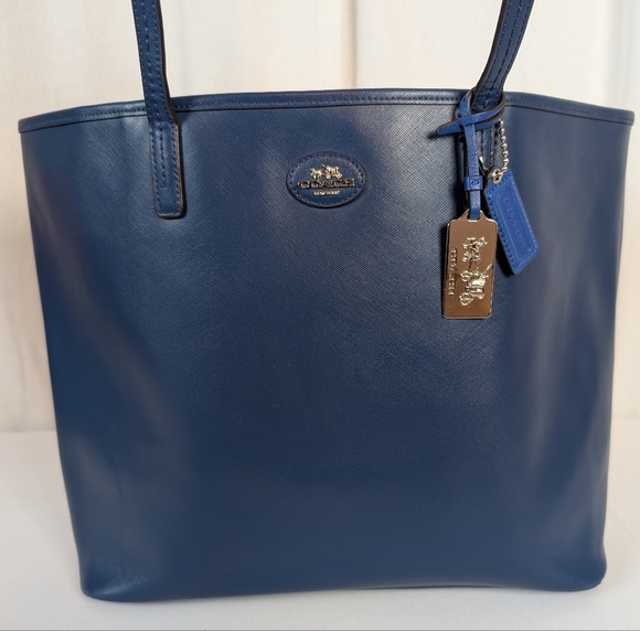 Coach Blue Large City Tote Bag With 2 Hang Tags - Picture 5 of 15